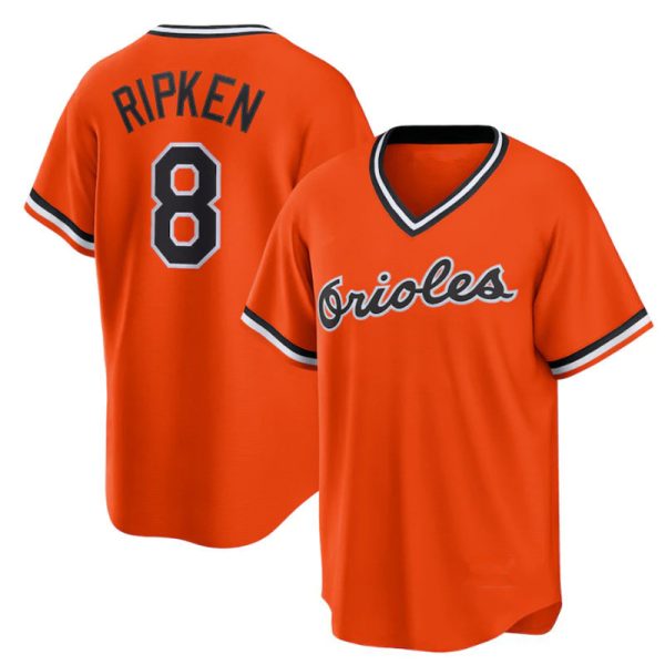 Baltimore Orioles #8 Cal Ripken Jr. Orange Alternate Cooperstown Collection Replica Player Baseball Jerseys