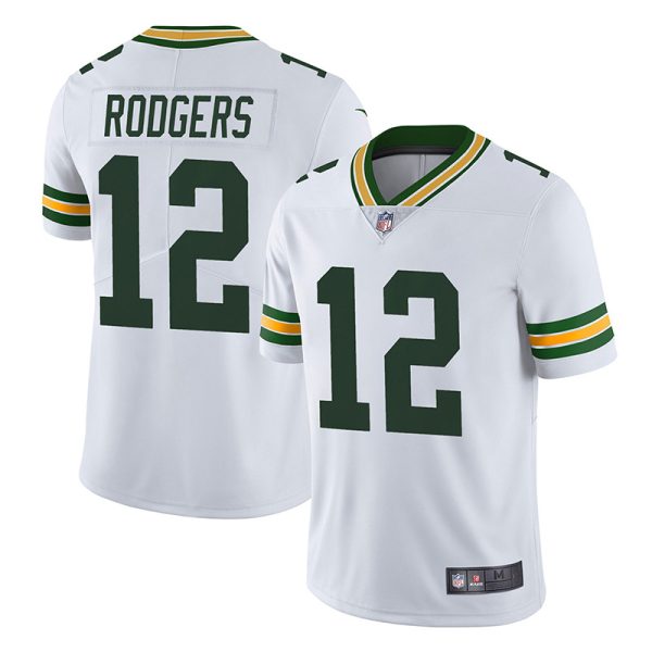 Green Bay Packers #12 Aaron Rodgers White Game Replica Stitched American Football Player Jerseys