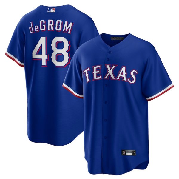 Texas Rangers #48 Jacob deGrom Royal Blue Replica Baseball Player Jerseys