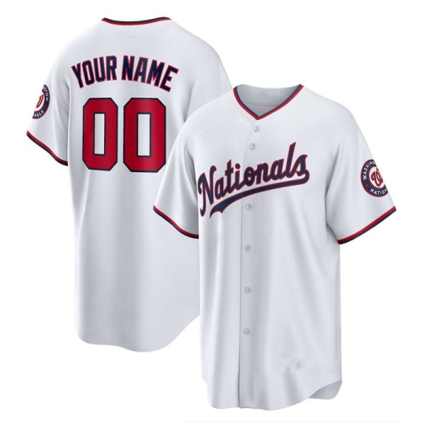 Custom Washington Nationals White Home Replica Baseball Team Jerseys