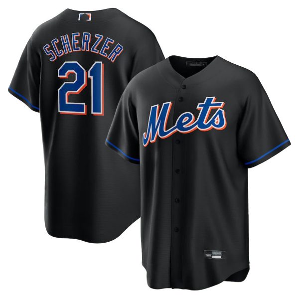 New York Mets #21 Max Scherzer Black Alternate Replica Baseball Jerseys