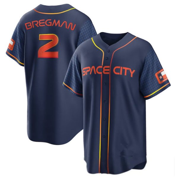 Houston Astros #2 Alex Bregman Navy 2022 Space City Replica Baseball Jerseys