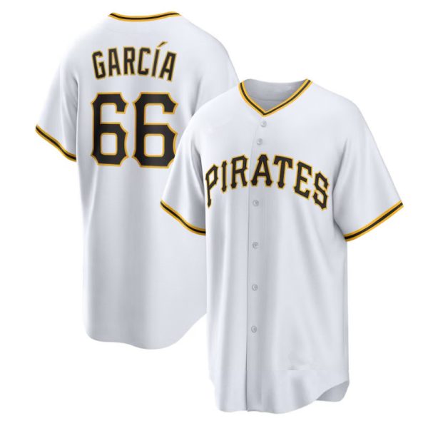 Pittsburgh Pirates #66 Jarlín García White Home Replica Player Baseball Jerseys