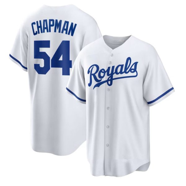 Kansas City Royals #54 Aroldis Chapman White Home Replica Baseball Player Jerseys