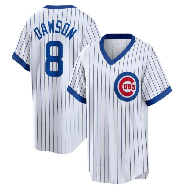 Chicago Cubs #8 Andre Dawson White Home Cooperstown Collection Replica Player Baseball Jerseys