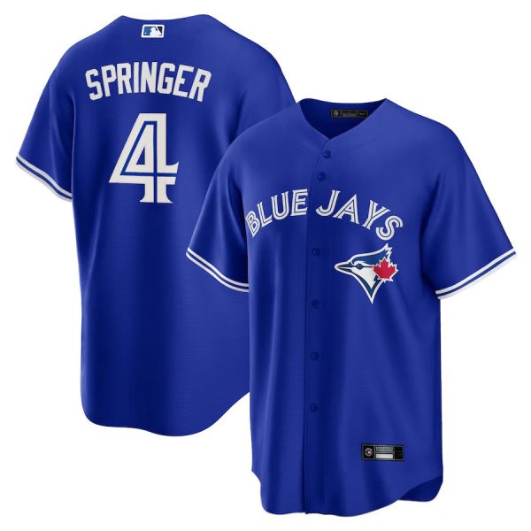 Blue Jays #4 George Springer Royal Alternate Replica Baseball Player Jerseys