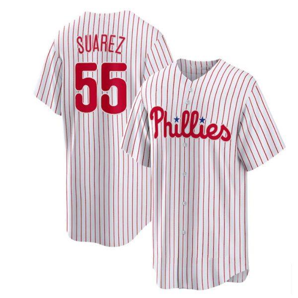 Philadelphia Phillies #55 Ranger Suarez White Replica Player Baseball Jerseys