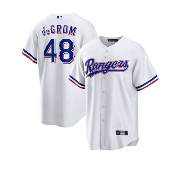 Texas Rangers #48 Jacob deGrom White Home Replica Baseball Player Jerseys