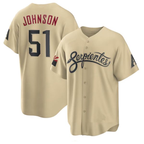 Arizona Diamondbacks #51 Randy Johnson Beige Stitches Replica Baseball Jerseys