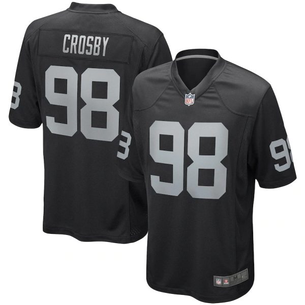 Las Vegas Raiders #98 Maxx Crosby Black Game Replica Stitched American Football Player Jerseys