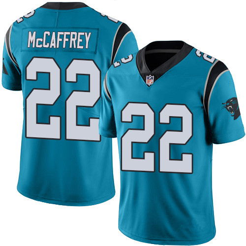 Carolina Panthers #22 Christian McCaffrey Blue Game Replica Stitched American Football Player Jerseys