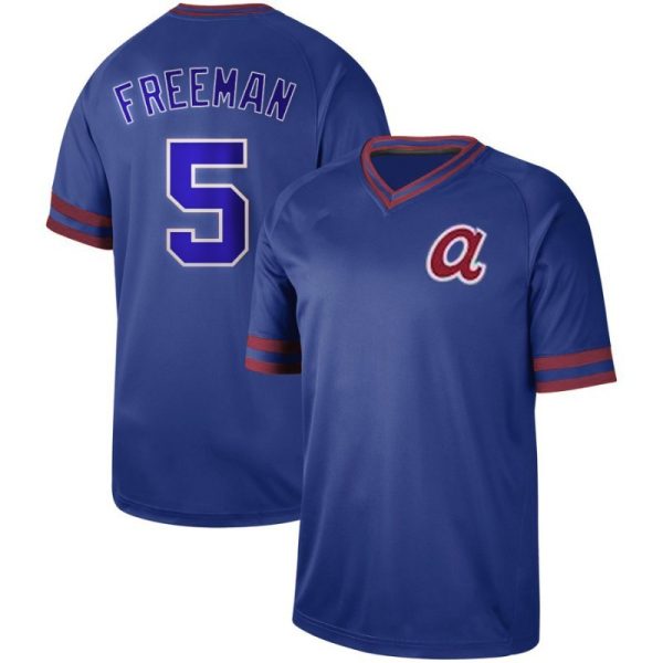 Atlanta Braves #5 Freddie Freeman Vintage Blue Replica Player Baseball Jerseys