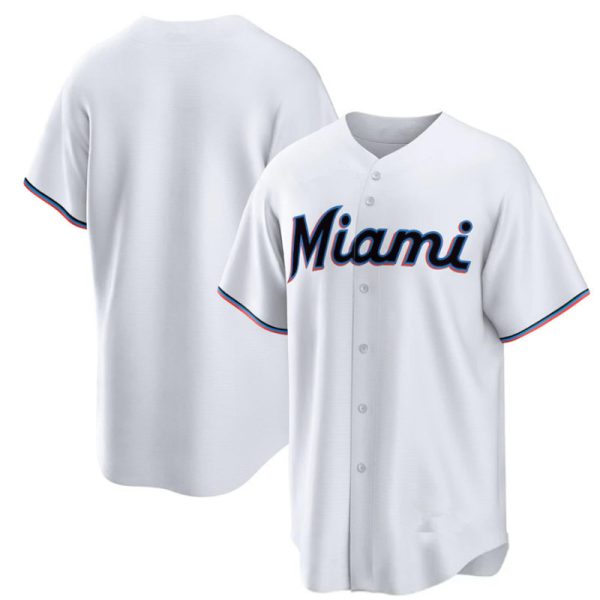 Miami Marlins White Home Replica Blank Baseball Team Jerseys