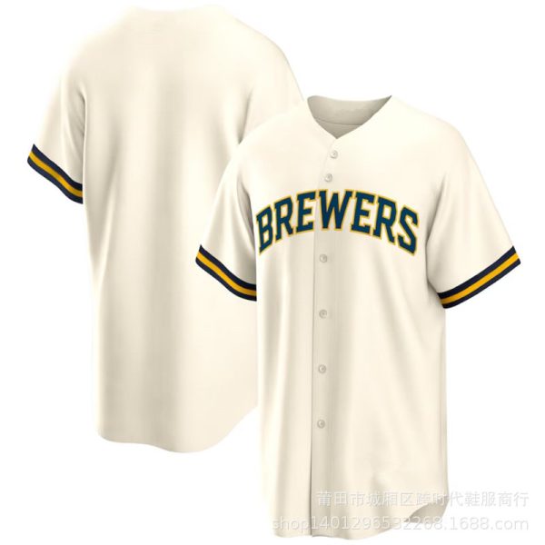 Milwaukee Brewers Blank Cream Replica Baseball Team Jerseys