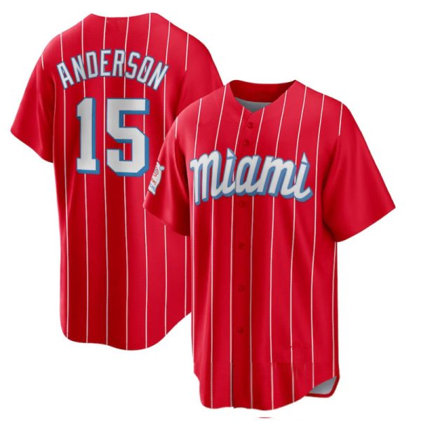 Miami Marlins #15 Brian Anderson Red City Replica Baseball Player Jerseys