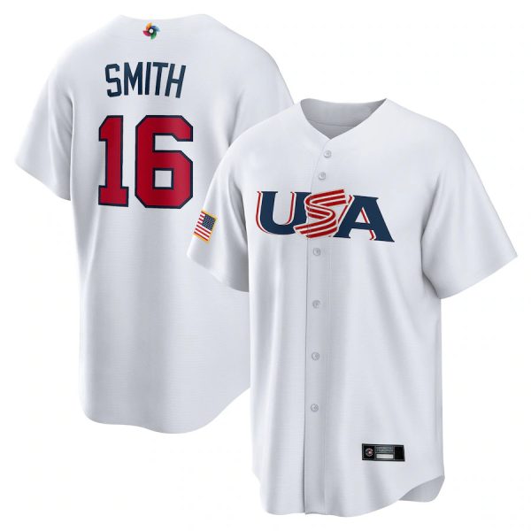 2023 World Baseball Classic USA # 16 Will Smith White Replica Player Baseball Jerseys