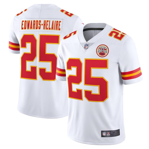 Kansas City Chiefs #25 Clyde Edwards-Helaire White Game Replica Stitched American Football Player Jerseys