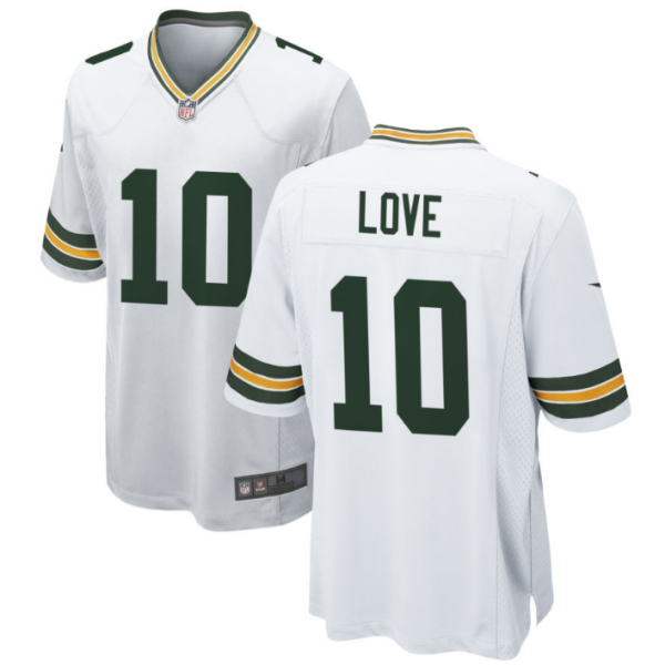 Green Bay Packers #10 Jordan Love White Game Replica Stitched American Football Player Jerseys