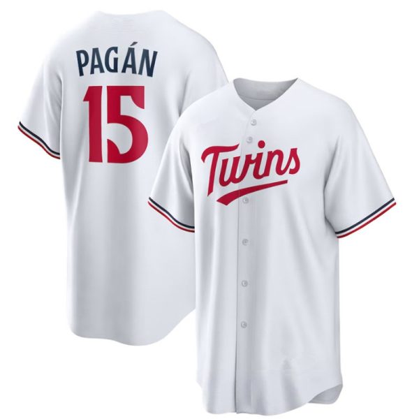 Minnesota Twins #15 Emilio Pagan White Home Replica Baseball Jerseys