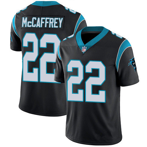 Carolina Panthers #22 Christian McCaffrey Black Game Replica Stitched American Football Player Jerseys