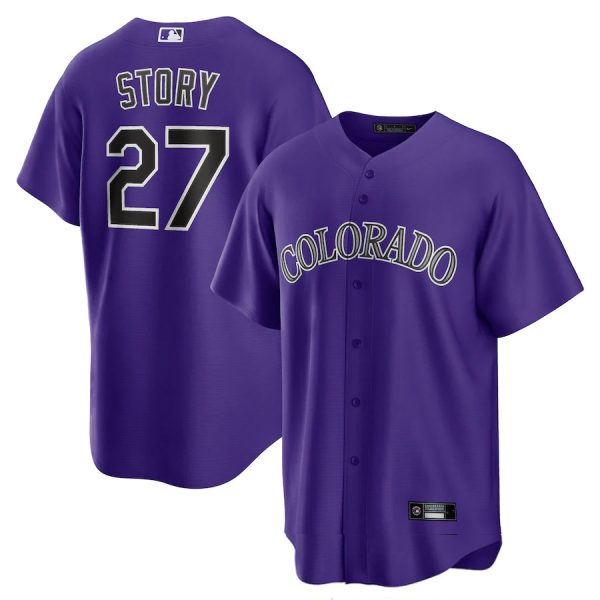 Colorado Rockies #27 Trevor Story  Purple Alternate Replica Baseball Player Jerseys