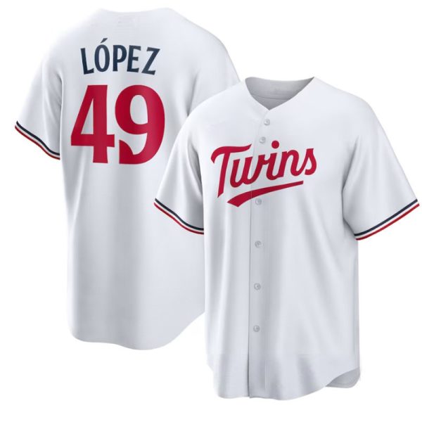 Minnesota Twins #49 Pablo López White Home Replica Baseball Jerseys