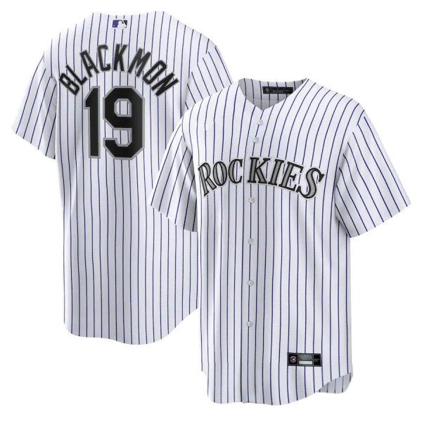 Colorado Rockies #19 Charlie Blackmon White Home Replica Baseball Player Jerseys