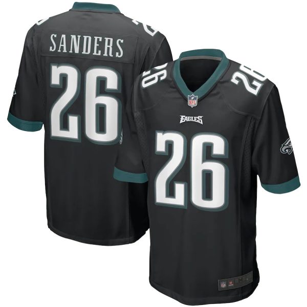 Philadelphia Eagles #26 Miles Sanders Black Game Replica Stitched American Football Player Jerseys