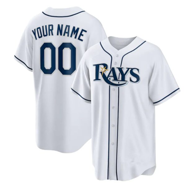 Custom Tampa Bay Rays White Home Replica Baseball Player Jerseys