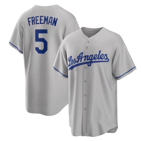 Los Angeles Dodgers #5 Freddie Freeman Gray Replica Baseball Jerseys