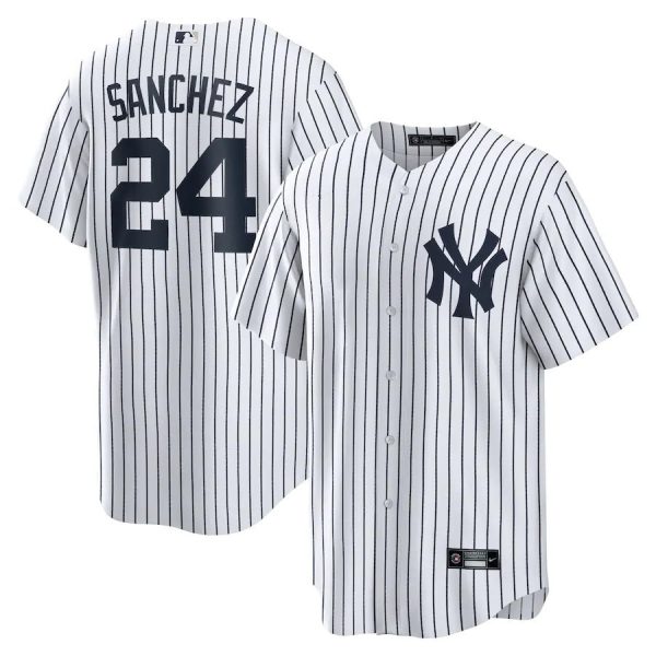 New York Yankees #24 Anibal Sanchez White Stripe Replica Baseball Player Jerseys