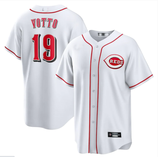 #19 Joey Votto Cincinnati Reds White Home Replica Player Baseball Jerseys