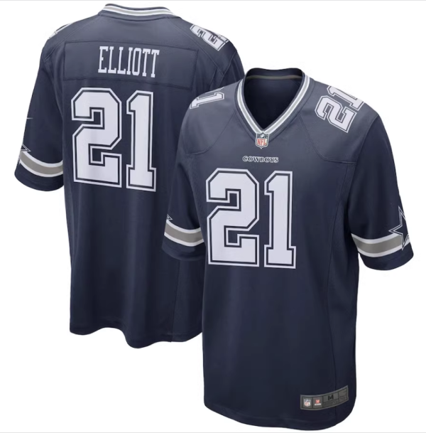 Dallas Cowboys #21 Ezekiel Elliott Navy Game Replica Stitched American Football Player Jerseys